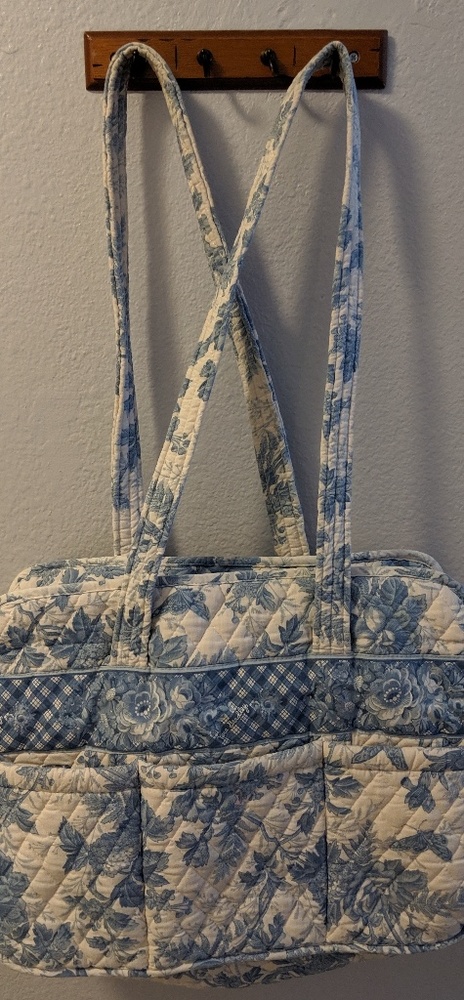 Vera Bradley diaper bag, blue & white
